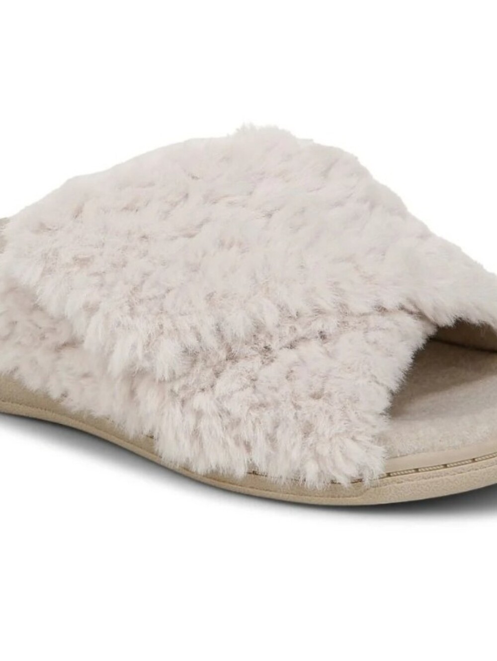 Vionic Relax II Off White Faux Fur Slippers Women's Size 8 NEW Cozy Luxury